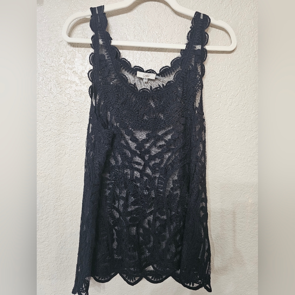 Capri Black Lace Sheer Sleeveless Blouse